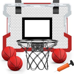 HYES Mini Basketball Hoop Indoor, Door Basketball Hoop with 3 Balls & Inflator, Basketball Toy Gifts for Kids Boys Girls Teens Adults, Suit for Bedroom/Office/Outdoor/Pool
