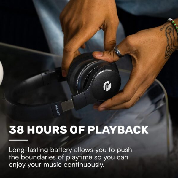 Raycon Everyday Wireless Bluetooth Over Ear Headphones, with Active Noise Cancelling, Awareness Mode and Built in Microphone, IPX 4 Water Resistance, 38 Hours of Battery Life (Frost White) - Image 5