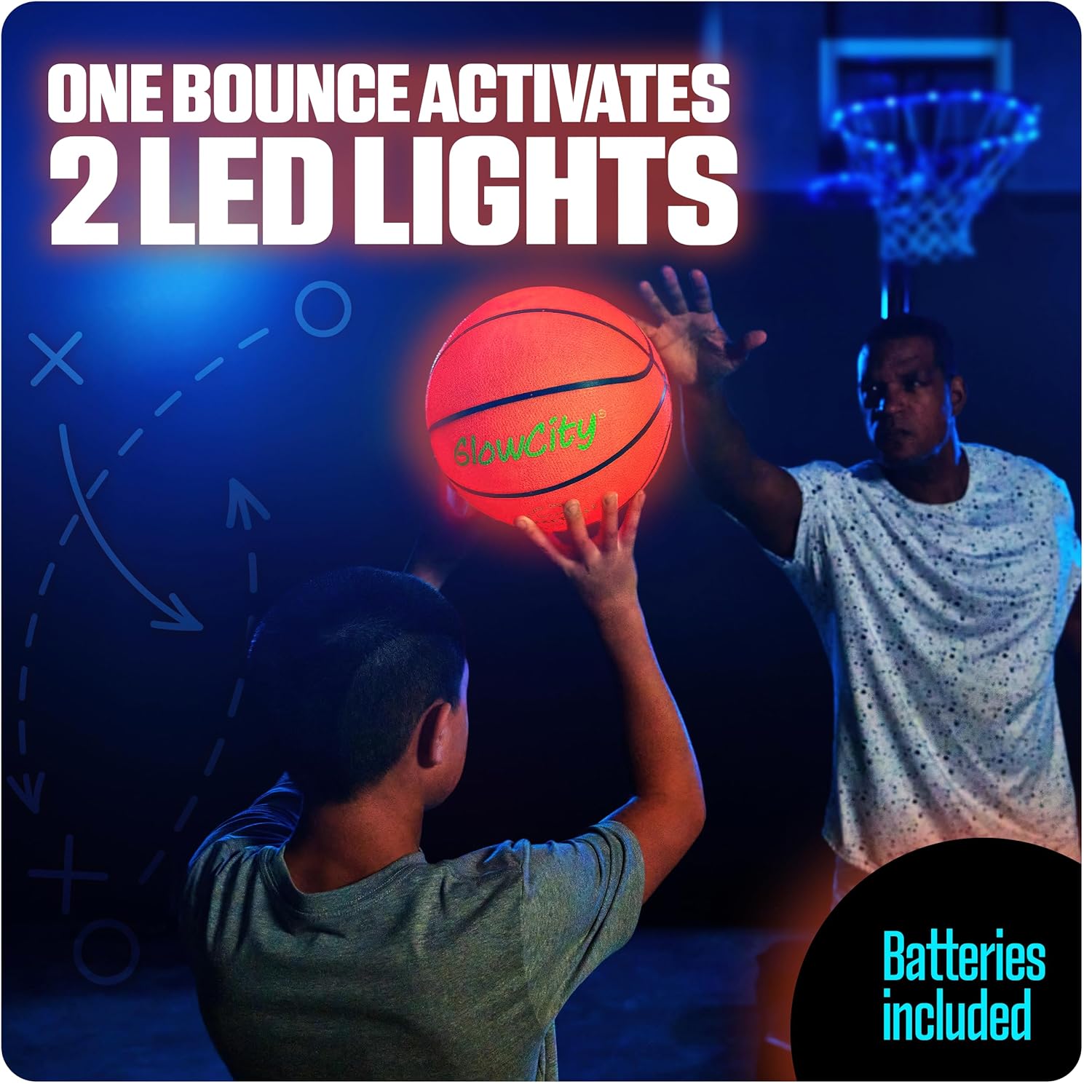 GlowCity Glow in The Dark Basketball for Teen Boy - Glowing Red Basket Ball, Light Up LED Toy for Night Ball Games - Sports Stuff & Gadgets for Kids Age 8 Years Old and Up - Image 3