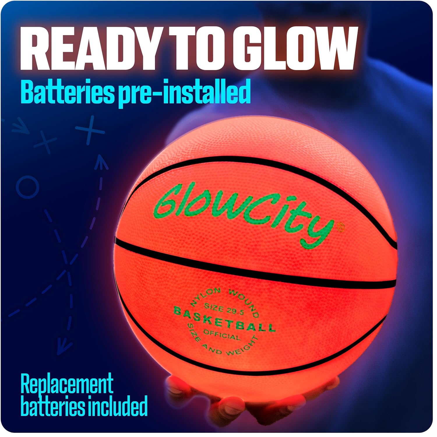 GlowCity Glow in The Dark Basketball for Teen Boy - Glowing Red Basket Ball, Light Up LED Toy for Night Ball Games - Sports Stuff & Gadgets for Kids Age 8 Years Old and Up - Image 4