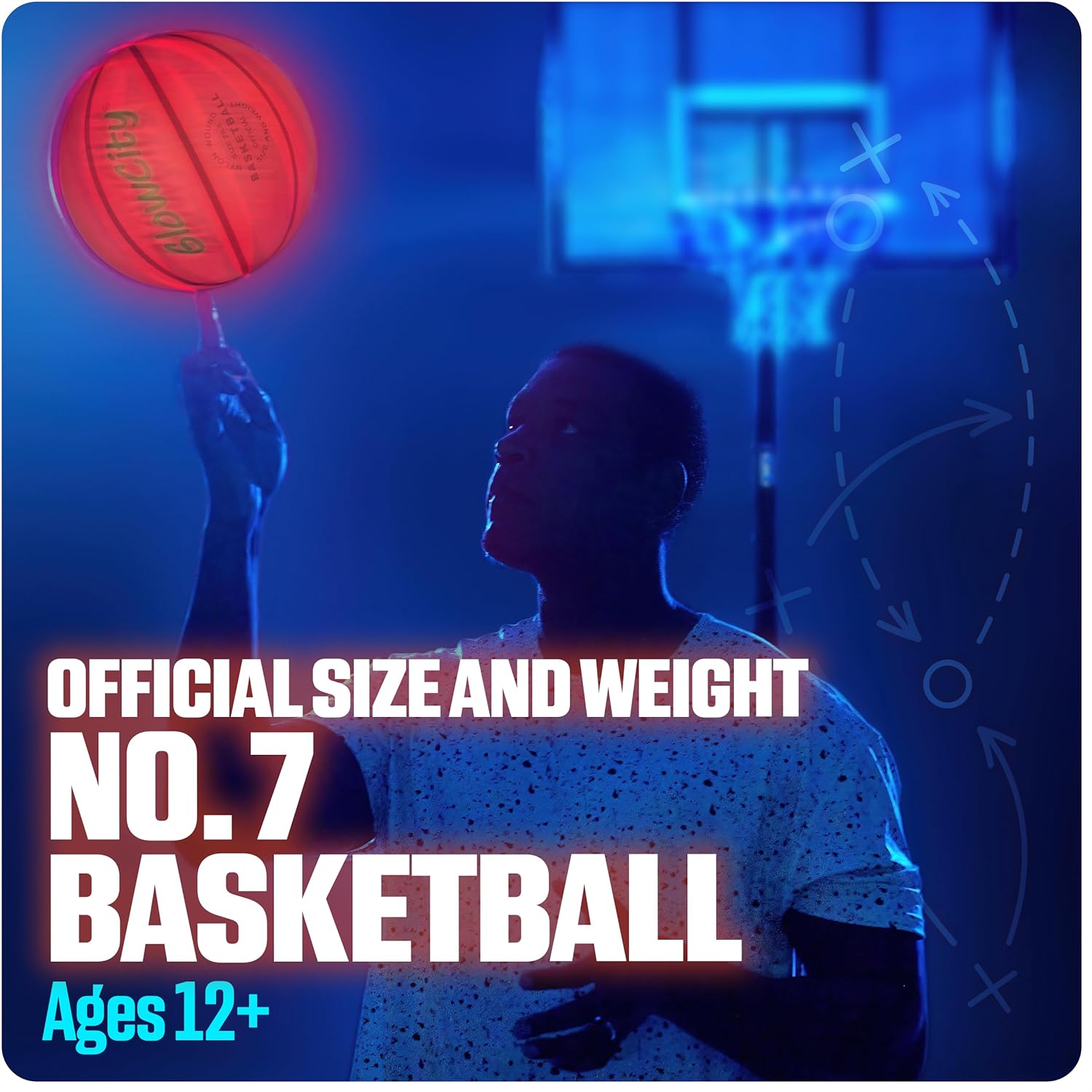 GlowCity Glow in The Dark Basketball for Teen Boy - Glowing Red Basket Ball, Light Up LED Toy for Night Ball Games - Sports Stuff & Gadgets for Kids Age 8 Years Old and Up - Image 2